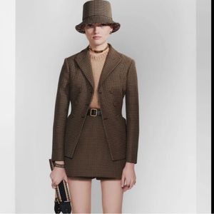 Christian Dior Iconic Bar Jacket - Brown Houndstooth Doublebreasted - 40 - NWT